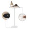 White Marble Side Table, Adjustable Height Round End Table with Raised Edge Tray for Small Spaces